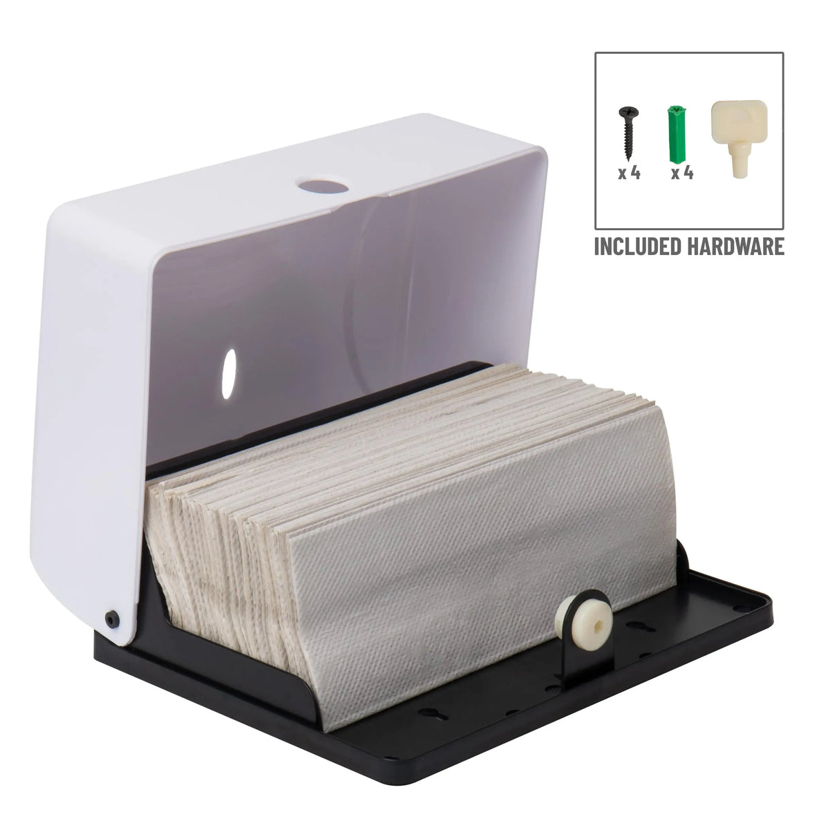 Mind Reader Tri-Fold Paper Towel Holder Wall Mounted Dispenser, White.