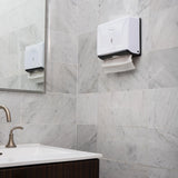 Mind Reader Tri-Fold Paper Towel Holder Wall Mounted Dispenser, White.