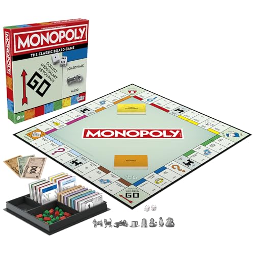 Monopoly Board Game - Classic with Storage Tray & Larger Tokens