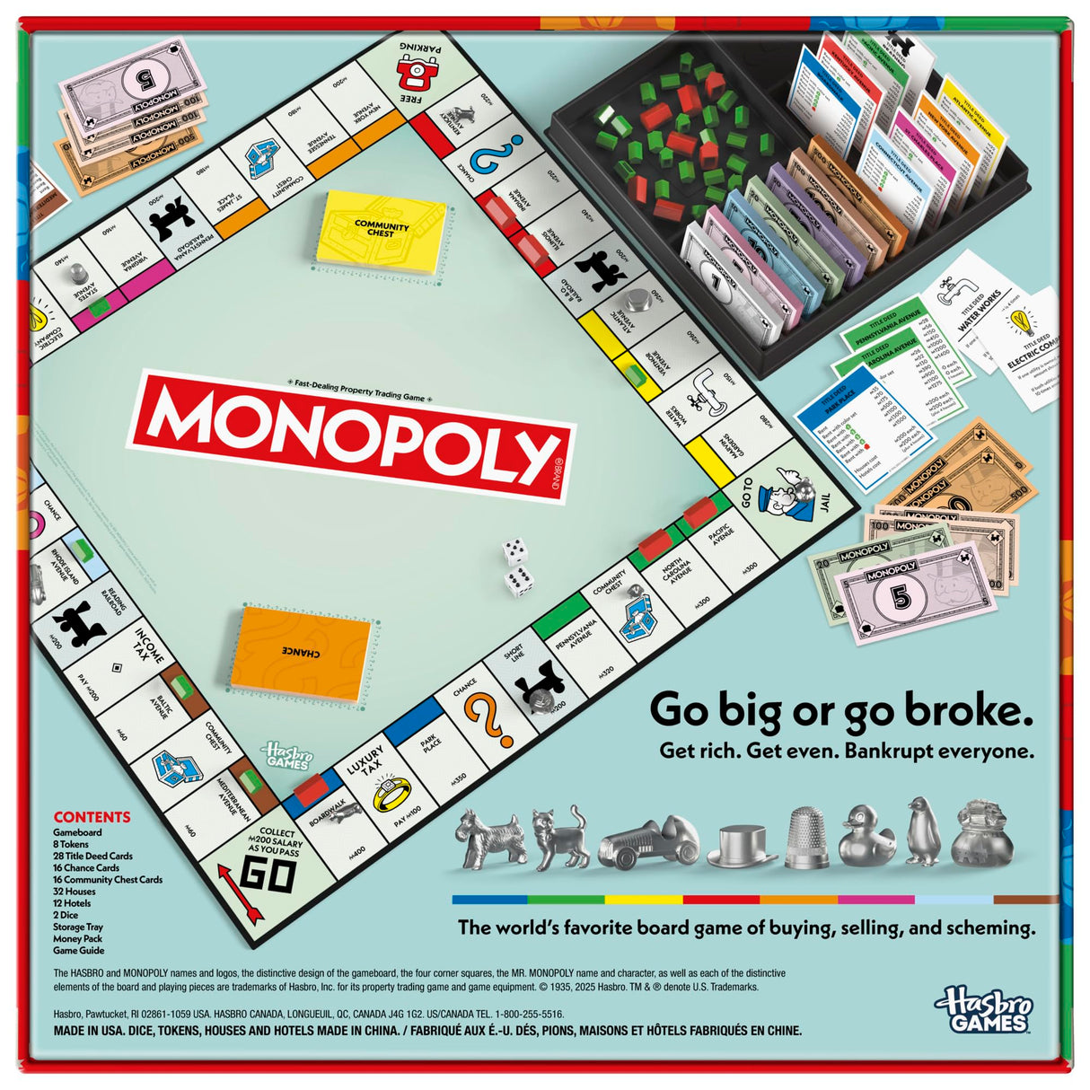 Monopoly Board Game - Classic with Storage Tray & Larger Tokens