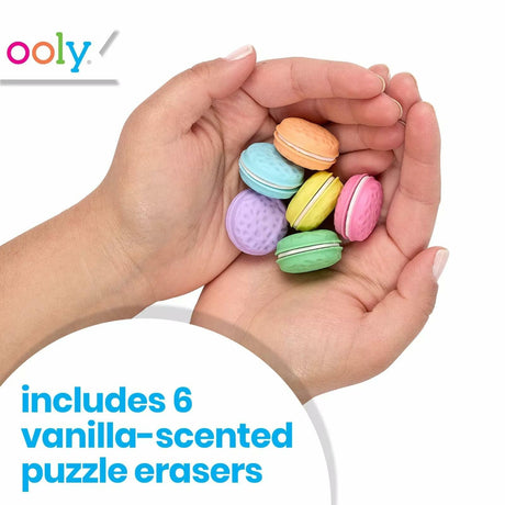 OOLY Macarons Vanilla-Scented Erasers - Set of 6.