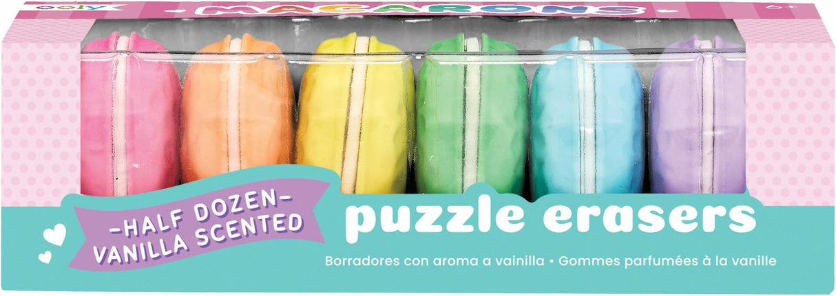 OOLY Macarons Vanilla-Scented Erasers - Set of 6.