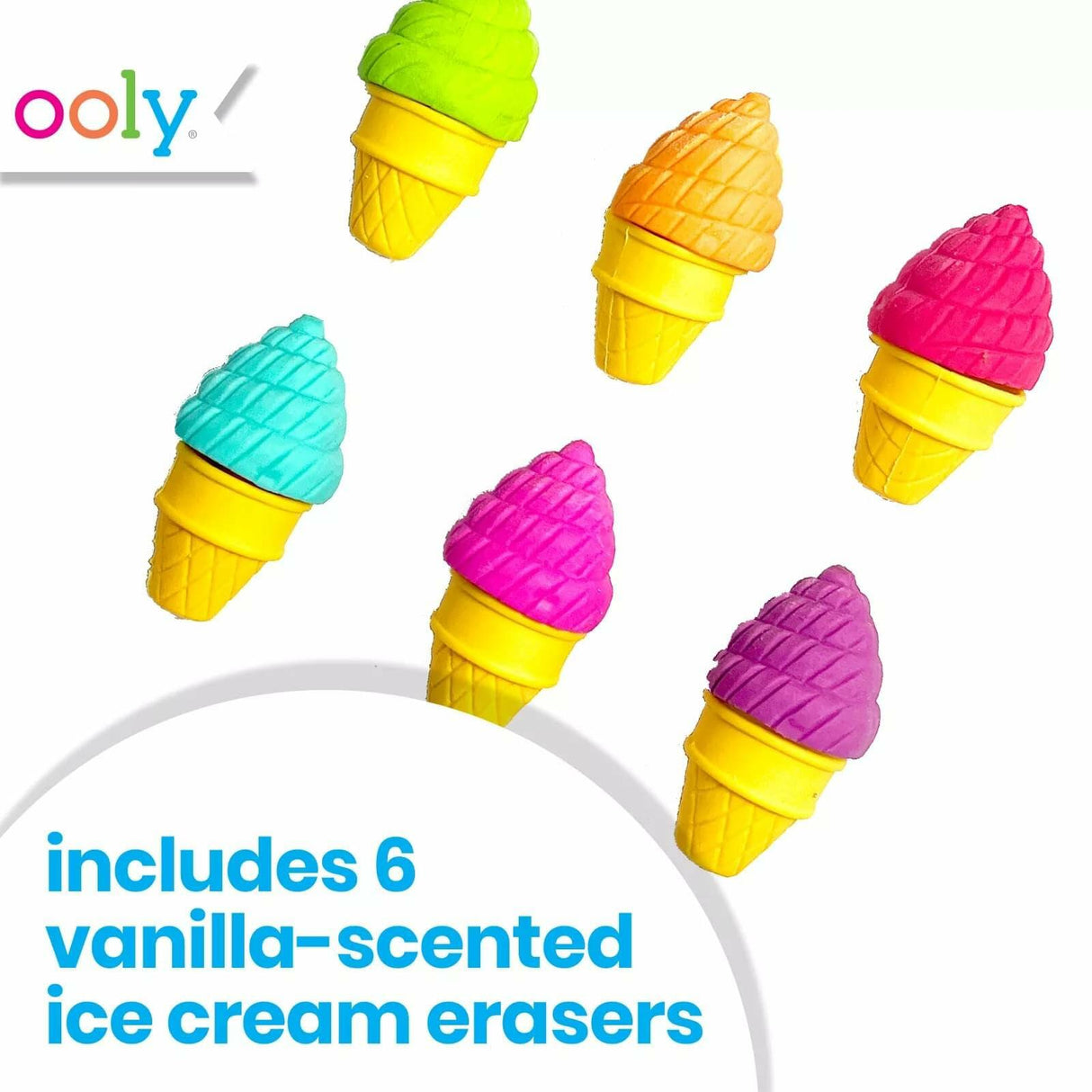 OOLY Petite Sweets Ice Cream Shoppe Scented Erasers - Set of 6.