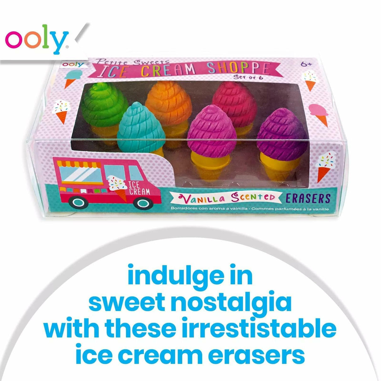 OOLY Petite Sweets Ice Cream Shoppe Scented Erasers - Set of 6.