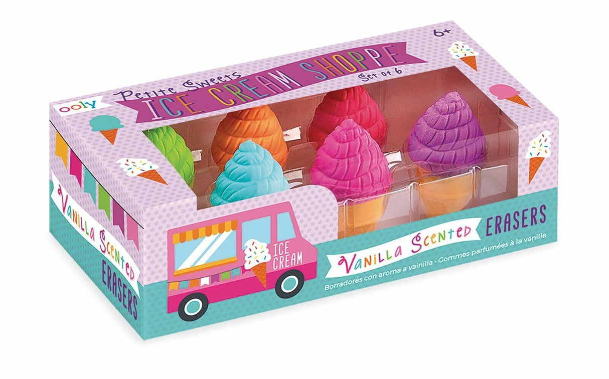 OOLY Petite Sweets Ice Cream Shoppe Scented Erasers - Set of 6.