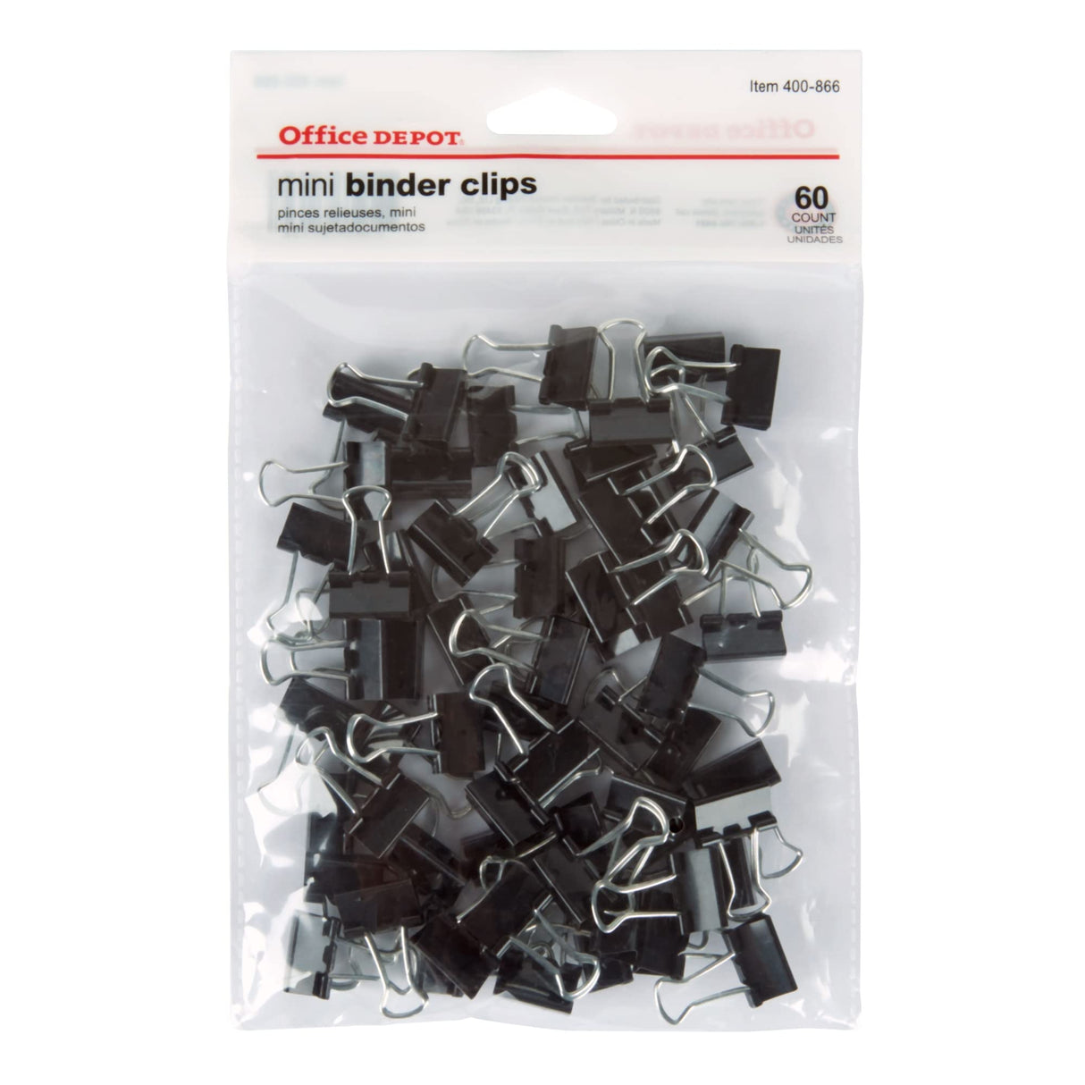 Office Depot® Brand Binder Clips, Mini, 9/16" Wide, 1/4" Capacity, Black, Pack Of 60 Office Depot