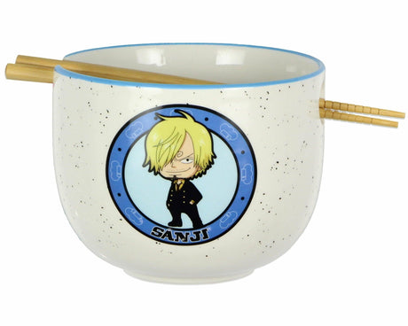 One Piece Anime Sanji Jolly Roger Ceramic Ramen Bowl Set.