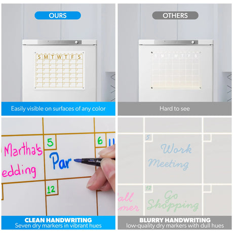 Pipao Calendar For Fridge - Fridge Calendar - Dry Erase Calendar For Fridge - Acrylic Calendar - Fridge Calendar Magnet - Acrylic Magnetic Calendar For Fridge - Magnetic Acrylic Calendar For Fridge