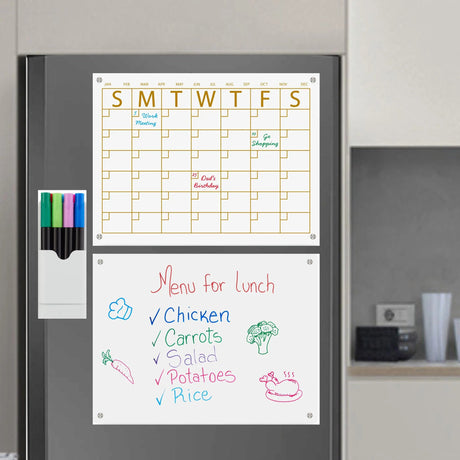 Pipao Calendar For Fridge - Fridge Calendar - Dry Erase Calendar For Fridge - Acrylic Calendar - Fridge Calendar Magnet - Acrylic Magnetic Calendar For Fridge - Magnetic Acrylic Calendar For Fridge