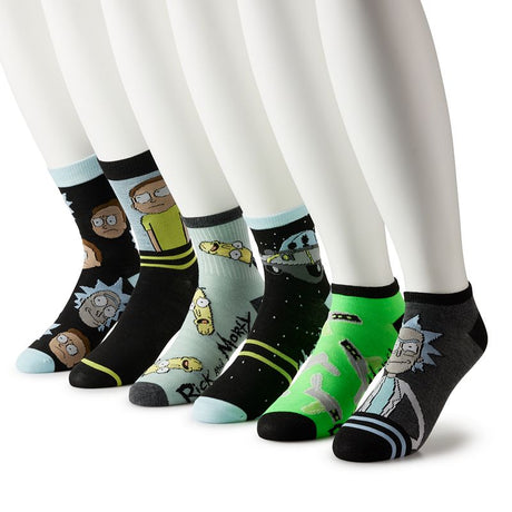 Rick & Morty themed 6-Pack Variety Socks.