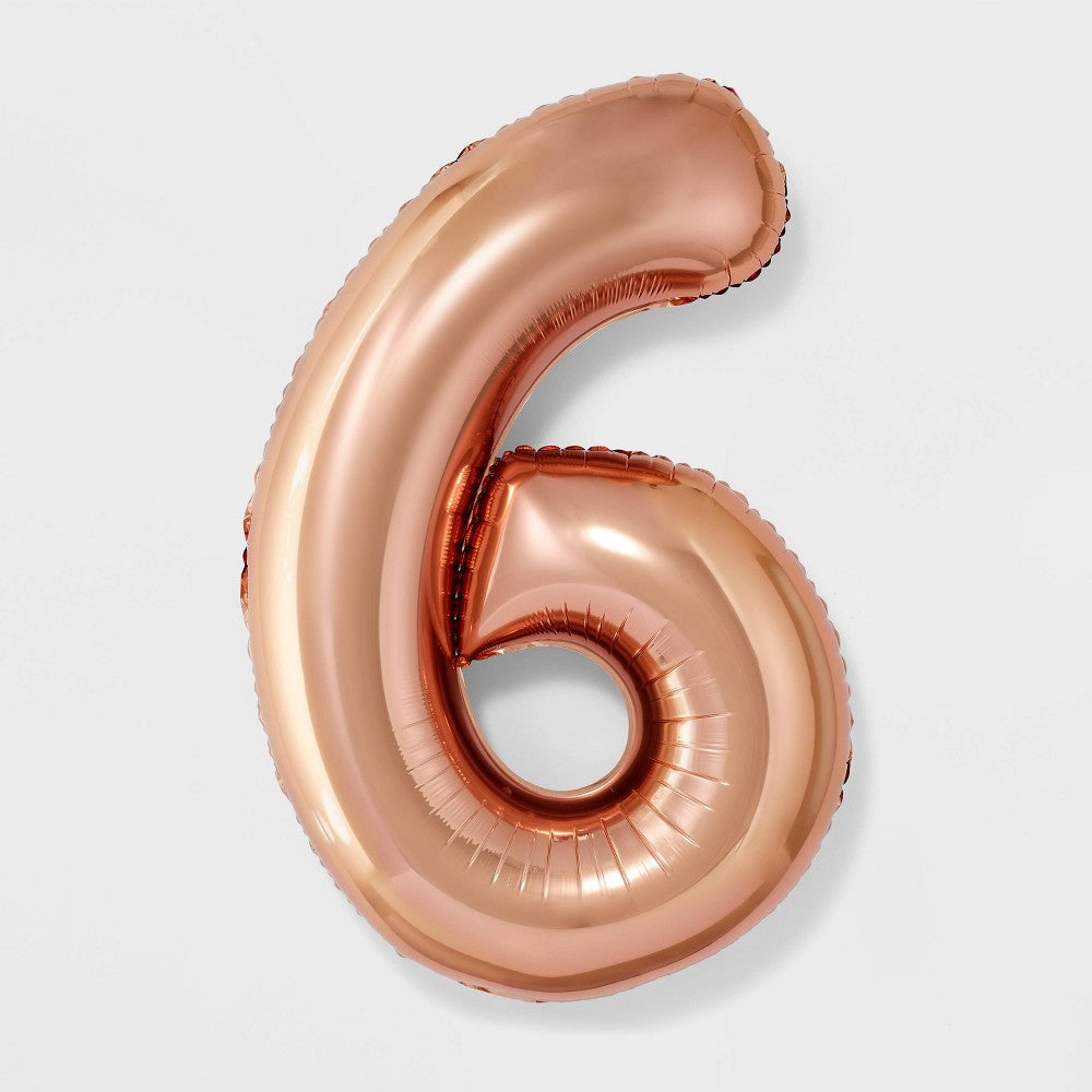 Rose Gold #6 Foil Balloon.