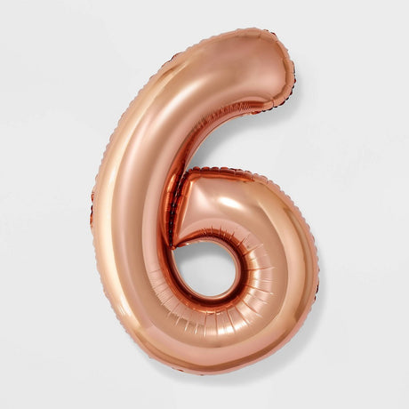 Rose Gold #6 Foil Balloon.