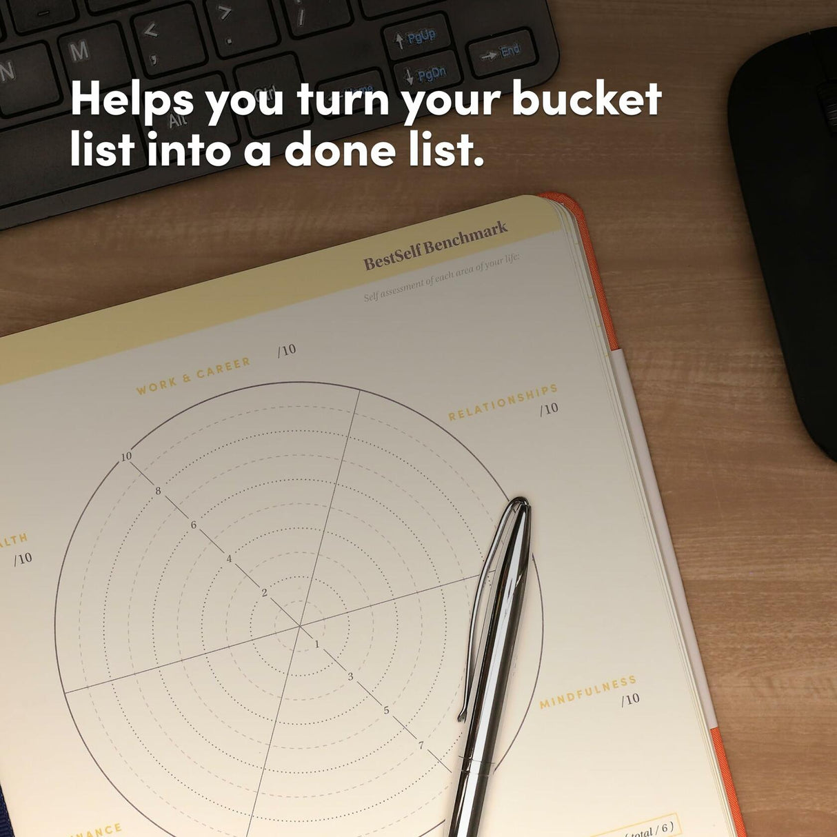 Self Planner By Bestself —Undated 6 Month Life Planner - 7"X10” Notebook (Black)