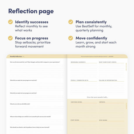 Bestself Co. Self Planner 6-Month Undated Daily Planner (Black) — Large 7"x10” Notebook