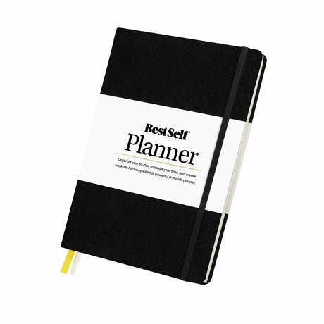 Self Planner by BestSelf — Undated 6 Month Life Planner  — 7"x10” Notebook (Black).