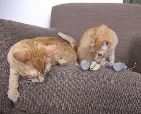SmartyKat Skitter Critters Catnip Cat Toys - Gray/Cream, 3 Count