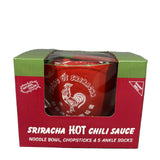 Sriracha Ramen Soup Bowl w/Chopsticks & Socks Gift Set