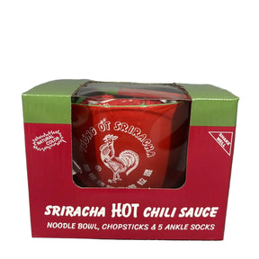 Sriracha Ramen Soup Bowl w/Chopsticks & Socks Gift Set