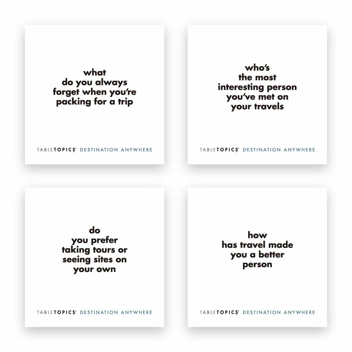 TableTopics Destination Anywhere Question Card Game.