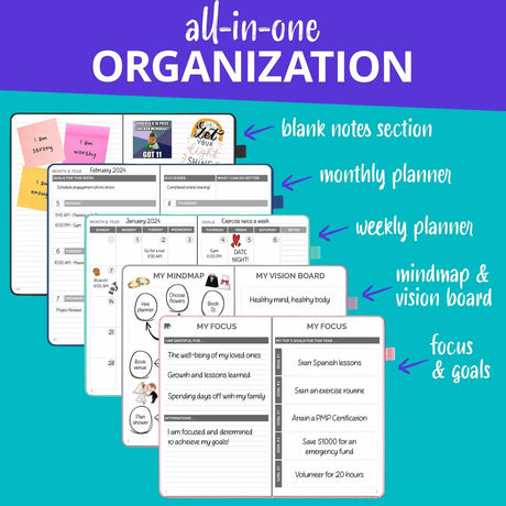 Undated Leather Planner Daily, Weekly & Monthly Organizer | Stylish 8.25" x 5.75" Agenda Book with Pen Holder | No-Bleed Thick Paper | To-Do Lists & Goal Planner for Work, School & Life 