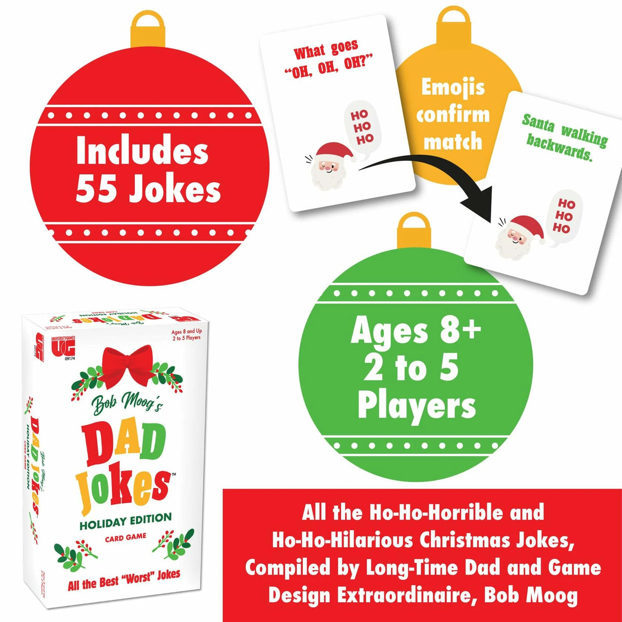 University Games, Bob Moog's Dad Jokes Holiday Edition Card Game.