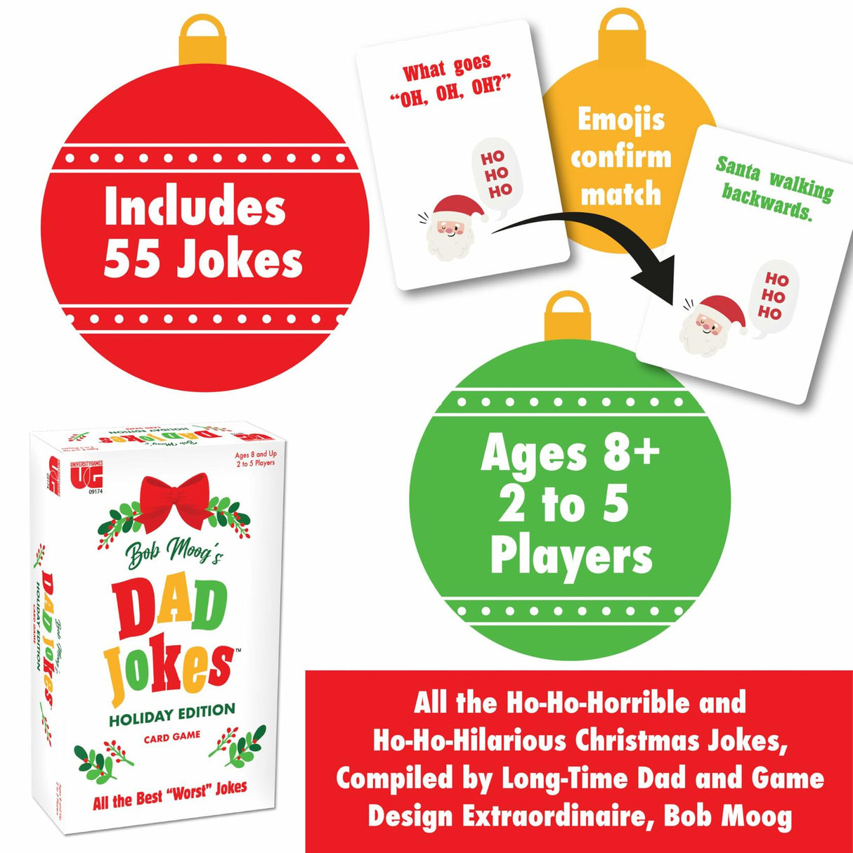 University Games, Bob Moog's Dad Jokes Holiday Edition Card Game University Games
