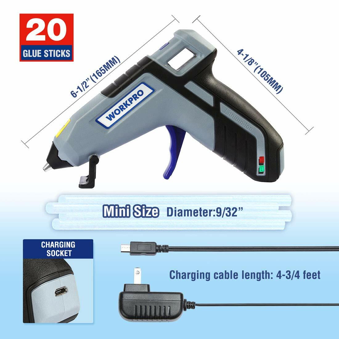 WORKPRO Cordless Hot Glue Gun.