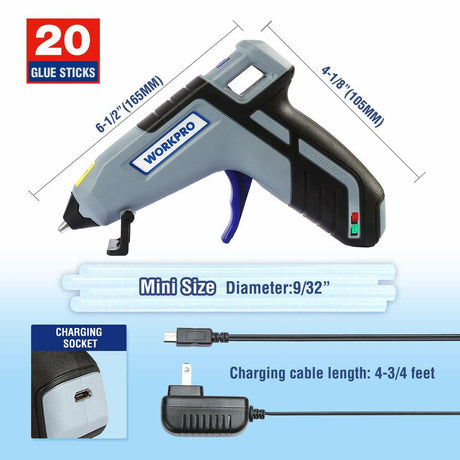 WORKPRO Cordless Hot Glue Gun