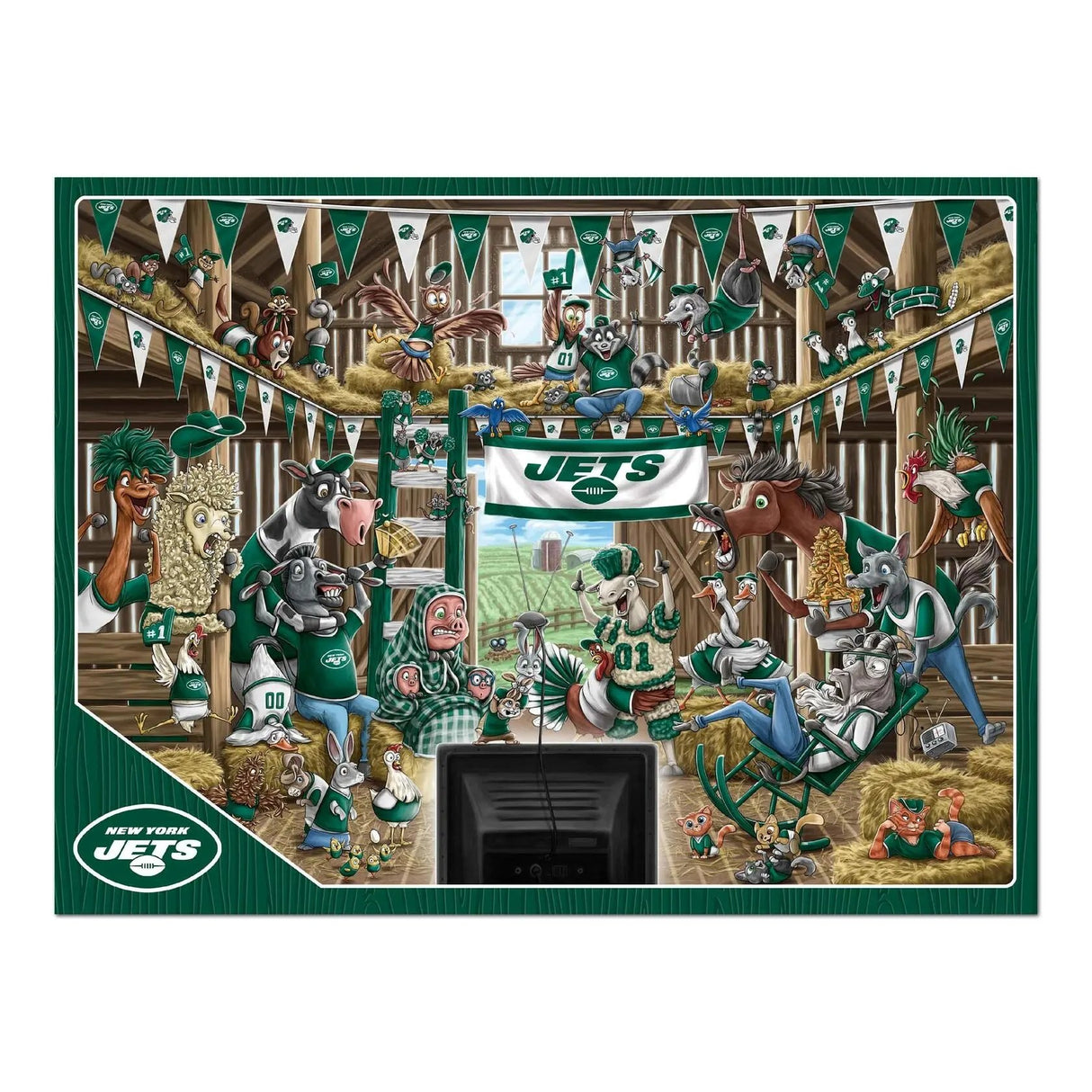 Youthefan Nfl New York Jets Barnyard Fans 500Pc Puzzle 