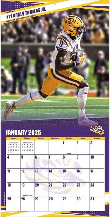 NCAA LSU Tigers 2026 Wall Calendar, 12'' X 12'', 16-Month Calendar
