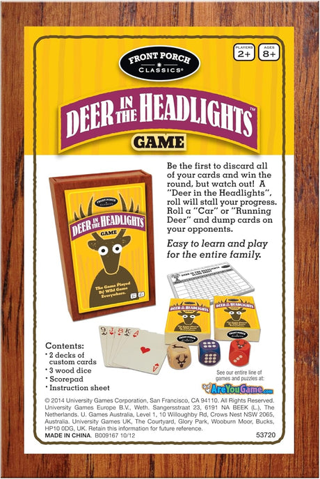 Deer In The Headlights The Card & Dice Game played by Wild Game Everywhere