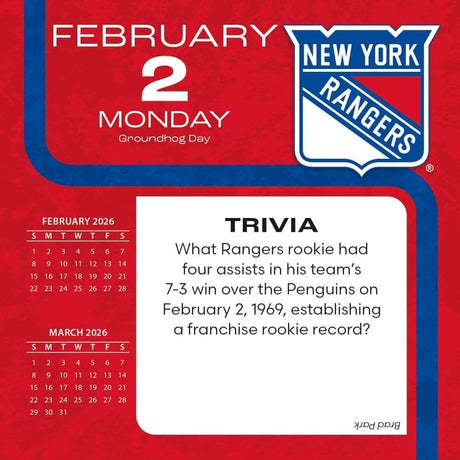 New York Rangers 2026 Box Calendar