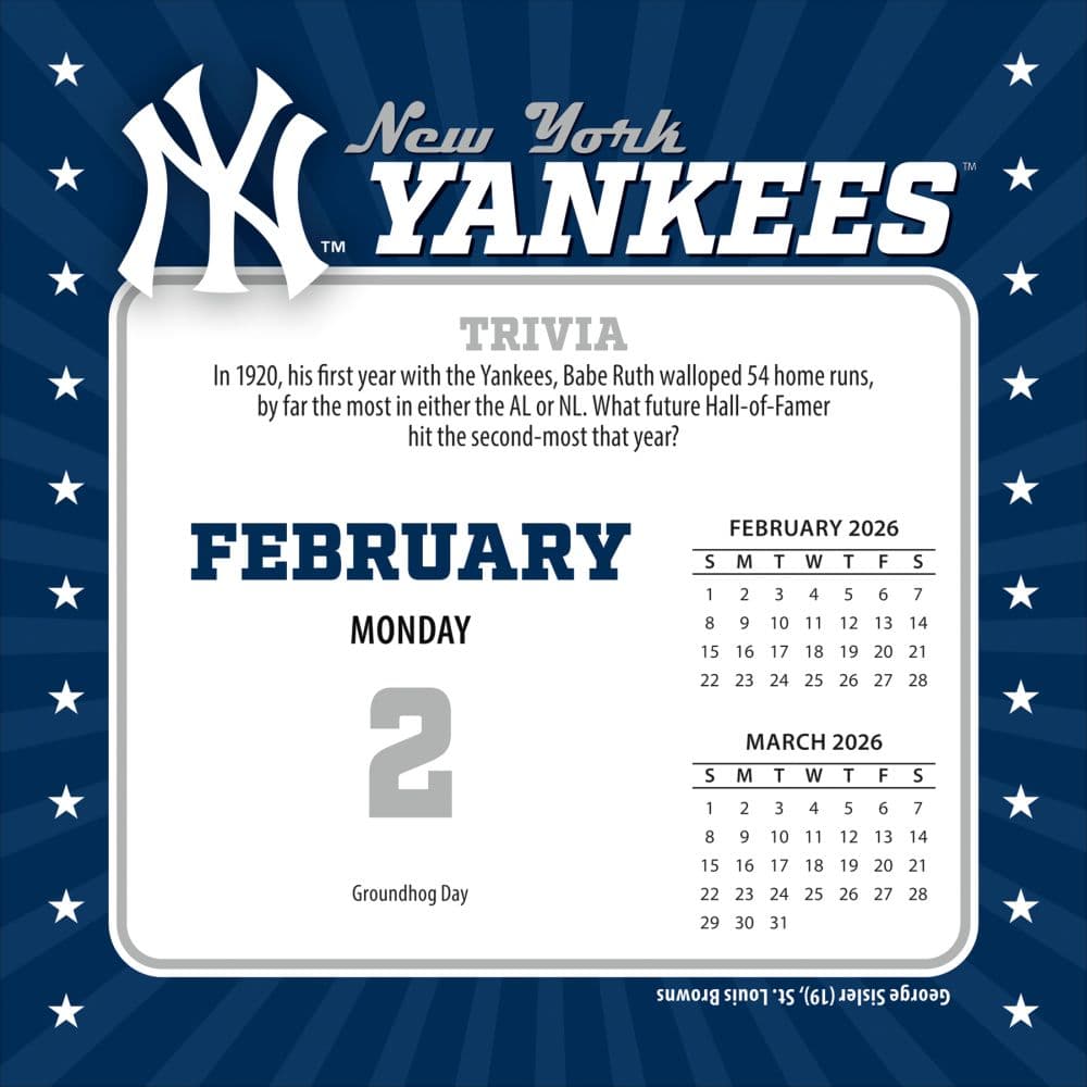MLB New York Yankees 2026 Desk Calendar