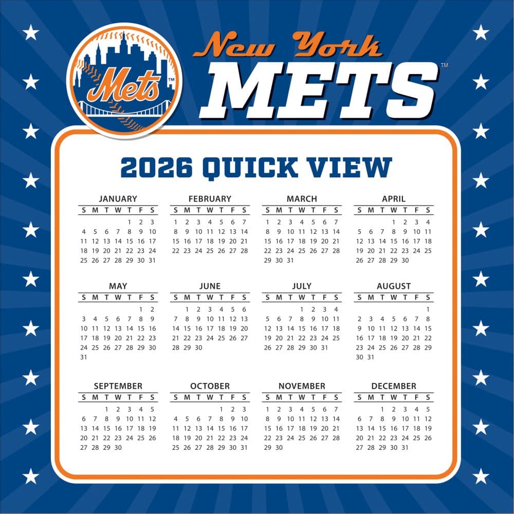 MLB New York Mets 2026 Desk Calendar