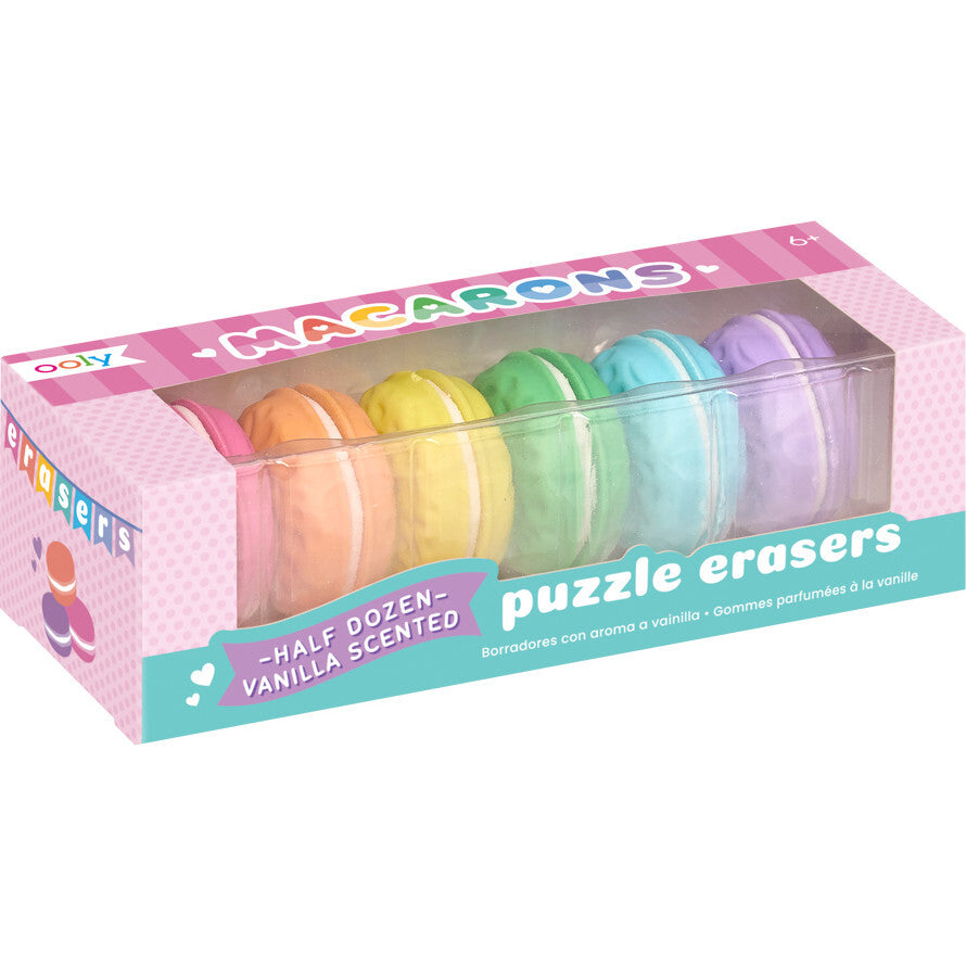 OOLY Macarons Vanilla-Scented Erasers - Set of 6