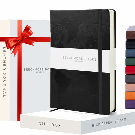 BEECHMORE BOOKS Travel Planner - Vegan Leather - Black - Meme Gifts 