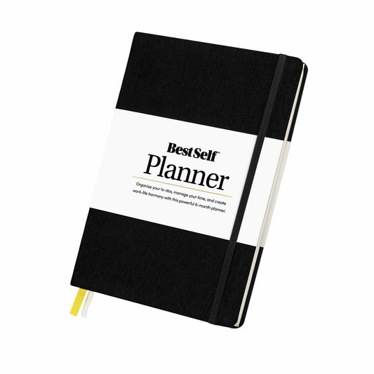 Self Planner by BestSelf — Undated 6 Month Life Planner for Time Management, Improving Productivity, Scheduling and Achieving Goals — 7"x10” Notebook (Black) - Meme Gifts 