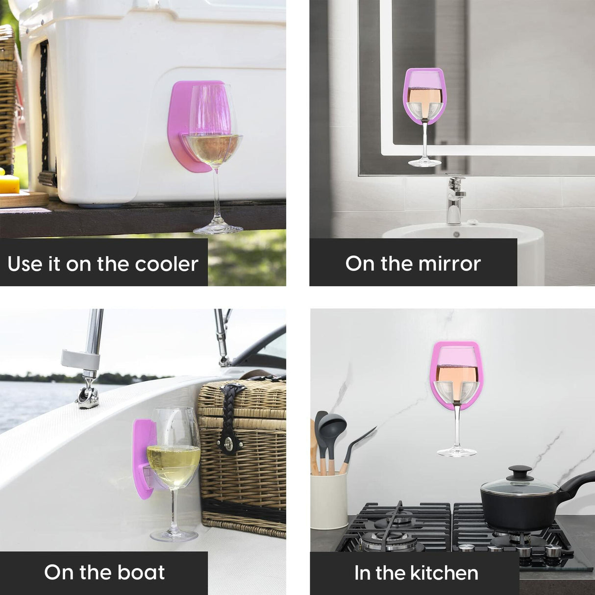 30 Watt Silicone Wine Glass Holder for Bath & Shower, Give The Gift of an at Home Spa Bathtub Relaxation 