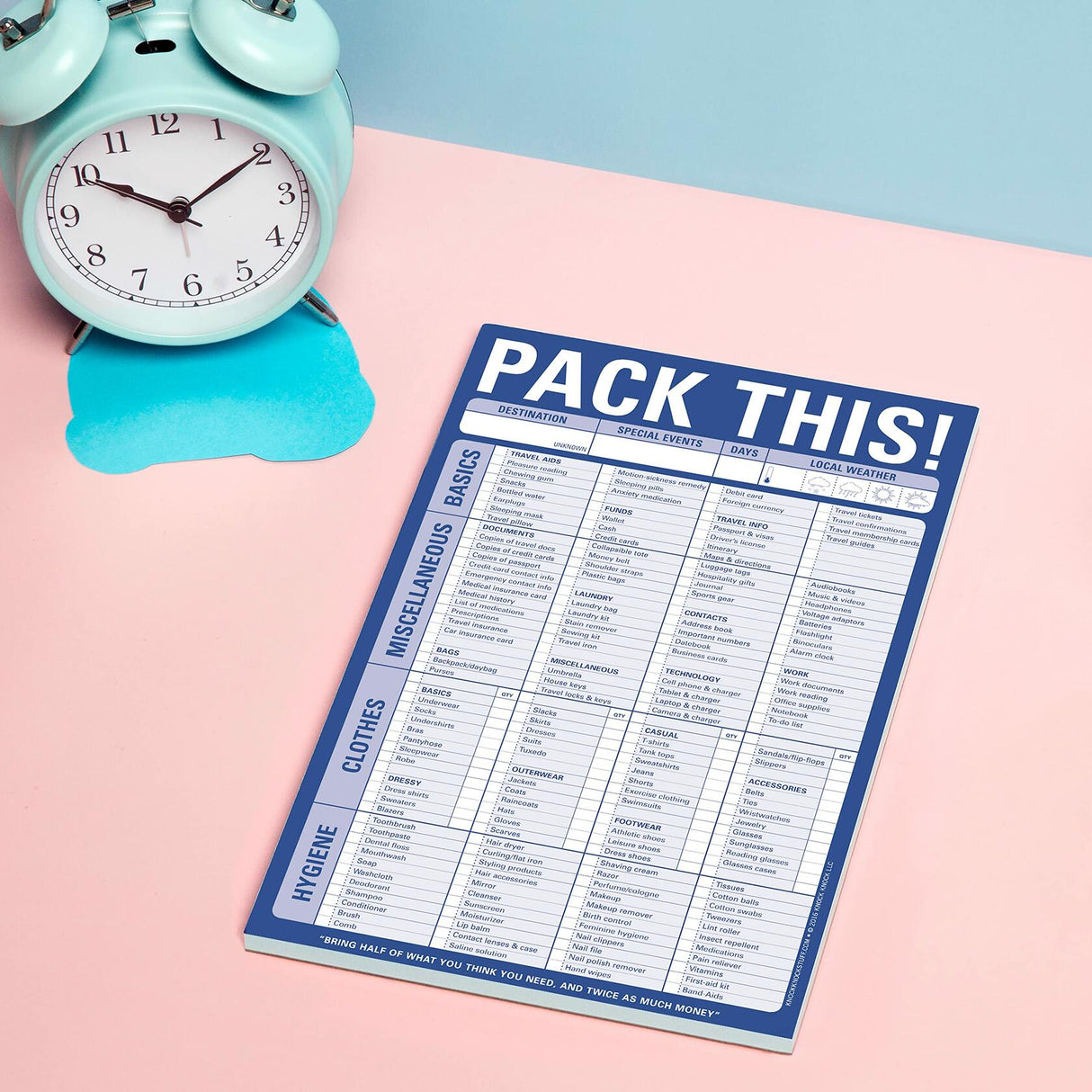 Knock Knock Pack This! Pad Packing List Notepad, 6 x 9-inches 