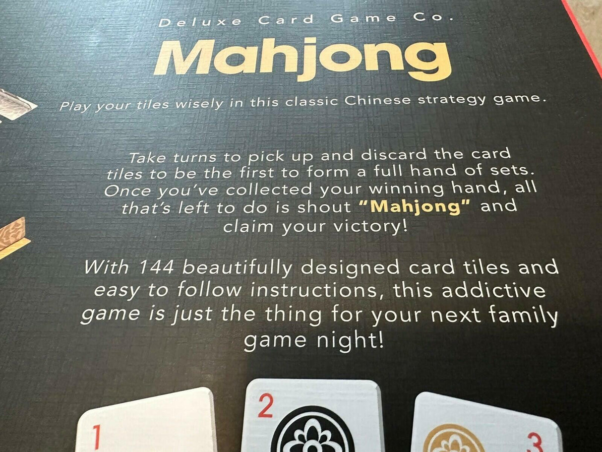 MAHJONG Deluxe Card Game Co Chinese Strategy 144 Card Tiles