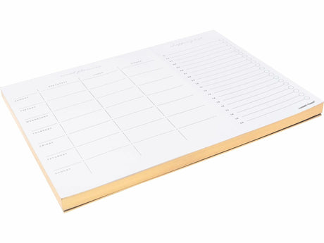 russell+hazel Meal Planner Pad, White with Gilded Edges.